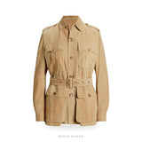 Women's Beige Suede Belted Safari Jacket – view 3