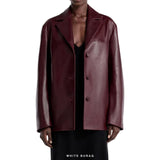 Women's Burgundy Sheepskin Tailored Blazer