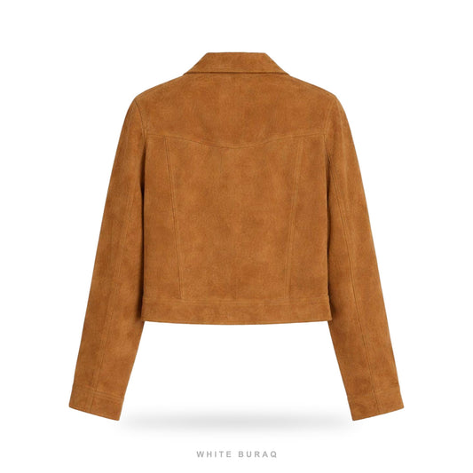 Women's Tan Suede Cropped Zip Jacket – view 2