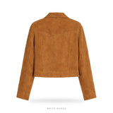 Women's Tan Suede Cropped Zip Jacket – view 2