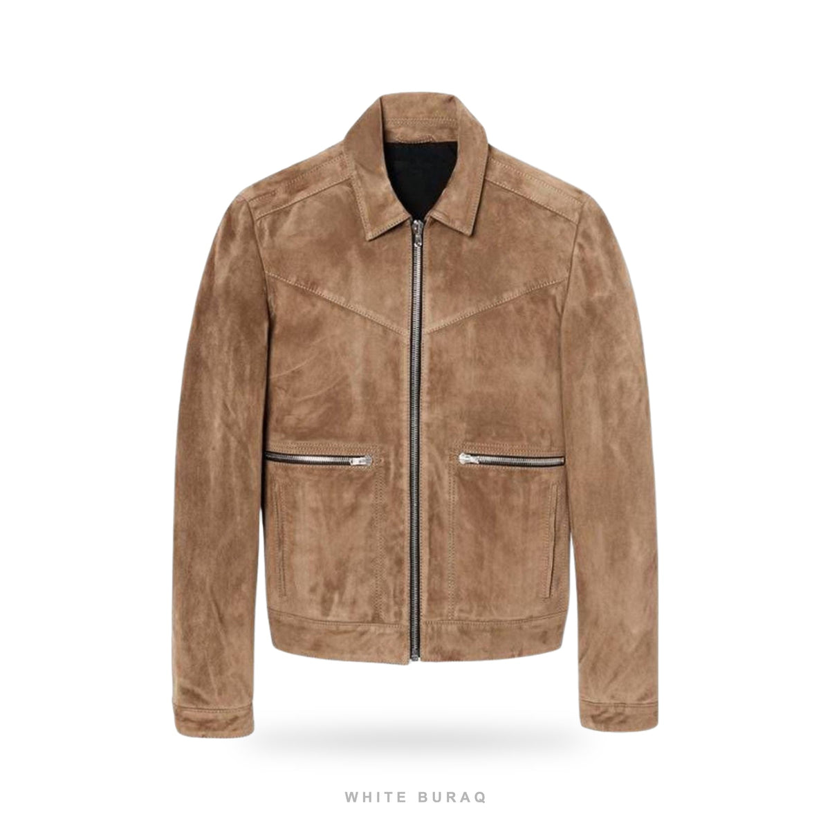 Men's Brown Suede Zip Western Biker Jacket