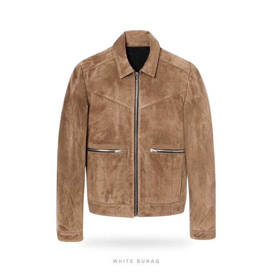 Men's Brown Suede Zip Western Biker Jacket