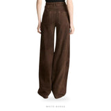 Women's Brown Suede High-Waist Wide-Leg Trousers – view 2