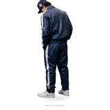 Men's Blue Leather Varsity Tracksuit Set – view 4
