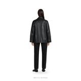 Women's Black Leather Utility Overshirt Jacket – view 2