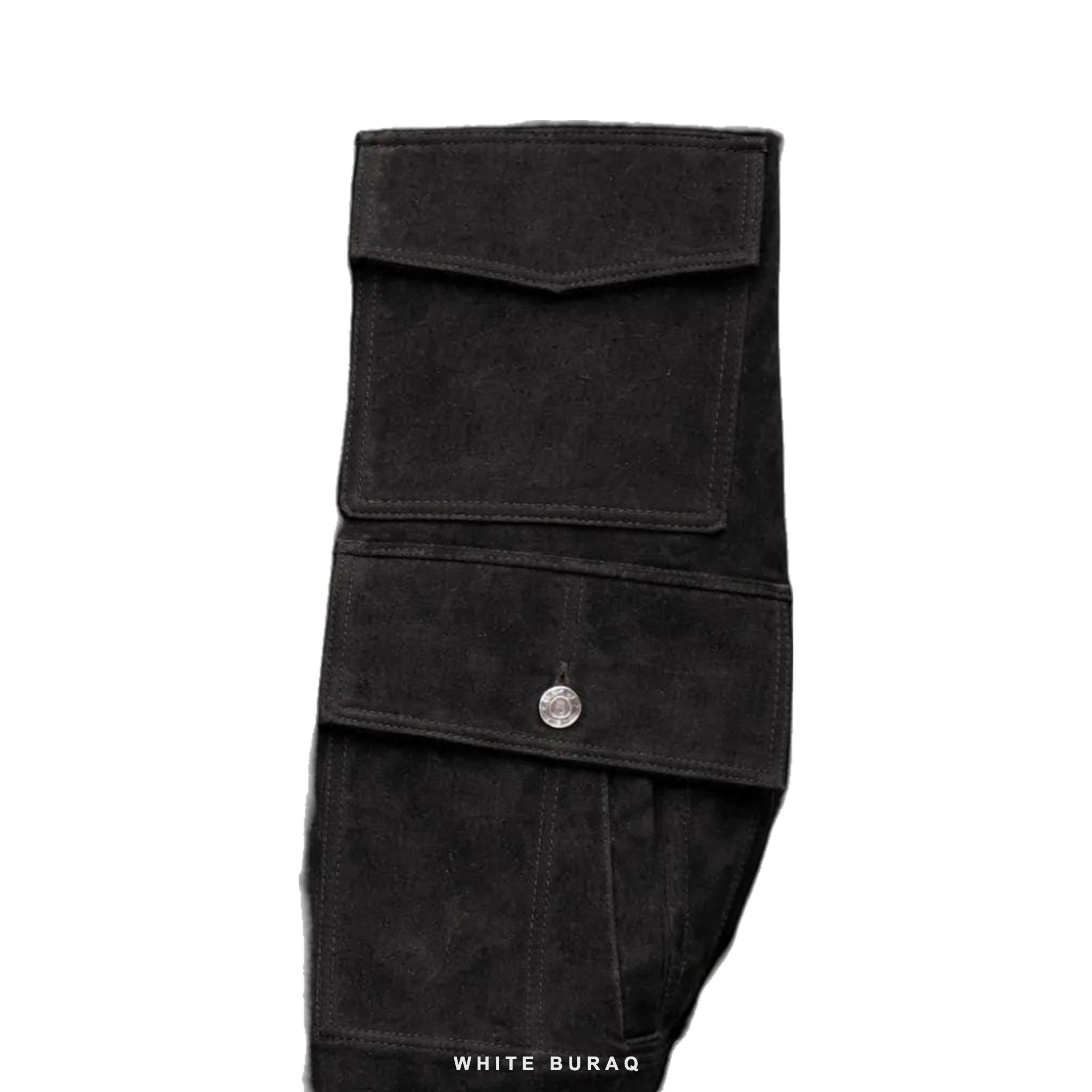 Men's Black Suede Military Bomber Jacket – view 3