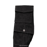 Men's Black Suede Military Bomber Jacket – view 3