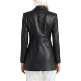 Women's Black Leather Longline Blazer – view 2