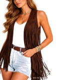 Women's Dark Brown Suede Long Fringe Vest – view 3