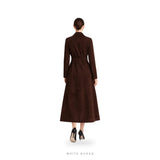 Women's Brown Suede Belted Robe Long Coat – view 2