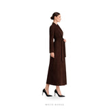 Women's Brown Suede Belted Robe Long Coat – view 4