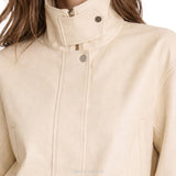 Women's Beige Leather High-Neck Cropped Snap Jacket – view 4