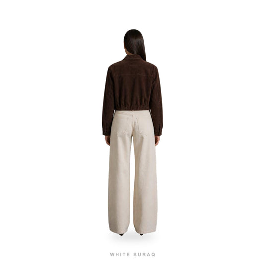 Women's Brown Suede Cropped Zip Shirt-Collar Jacket – view 2