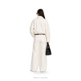 Women's White Leather Minimal Zip Jacket – view 3