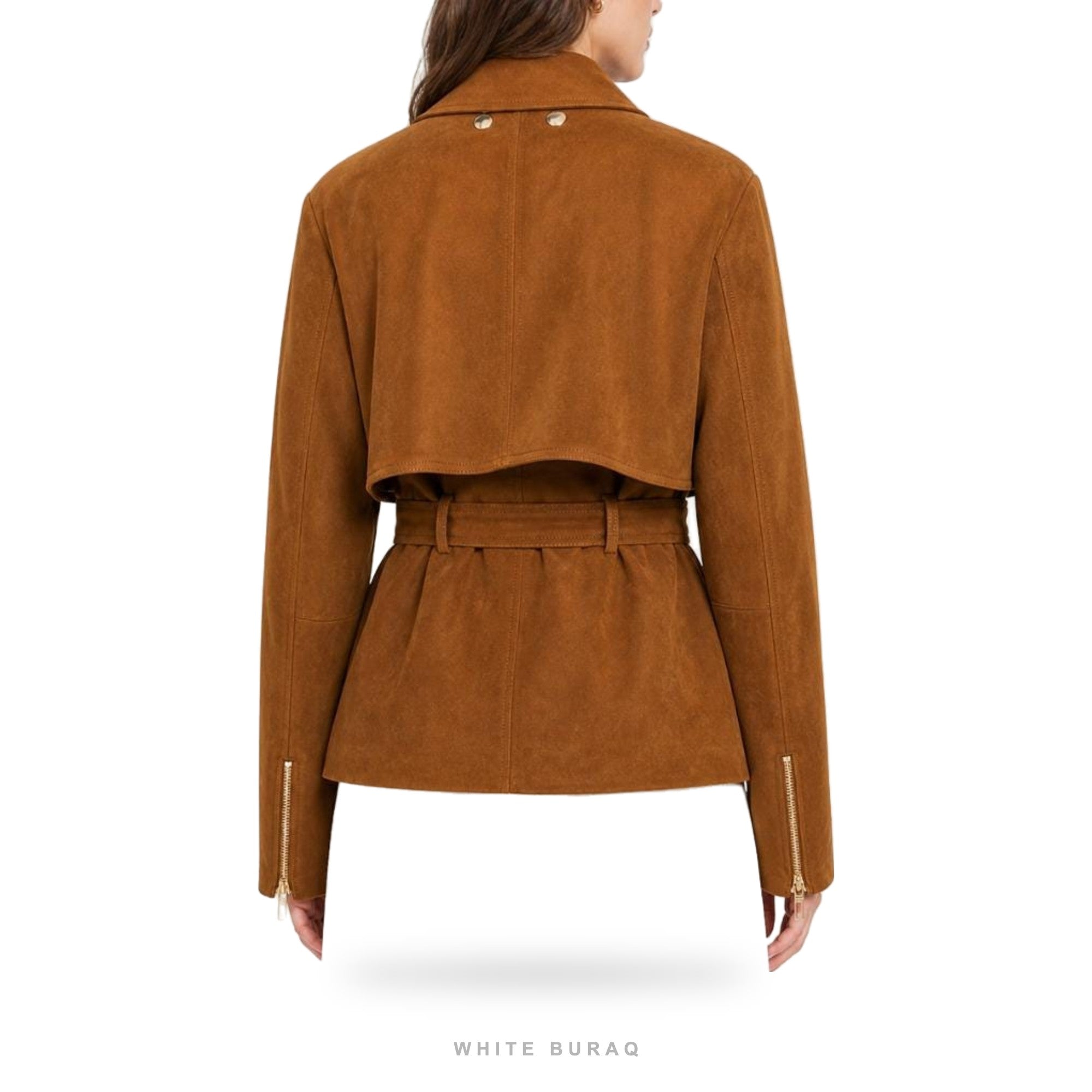 Women's Tan Suede Belted Waist Jacket – view 2