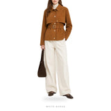 Women's Tan Suede Belted Waist Jacket – view 3