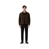 Men's Espresso Suede Minimal Trucker Jacket