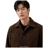 Men's Espresso Suede Minimal Trucker Jacket – view 3