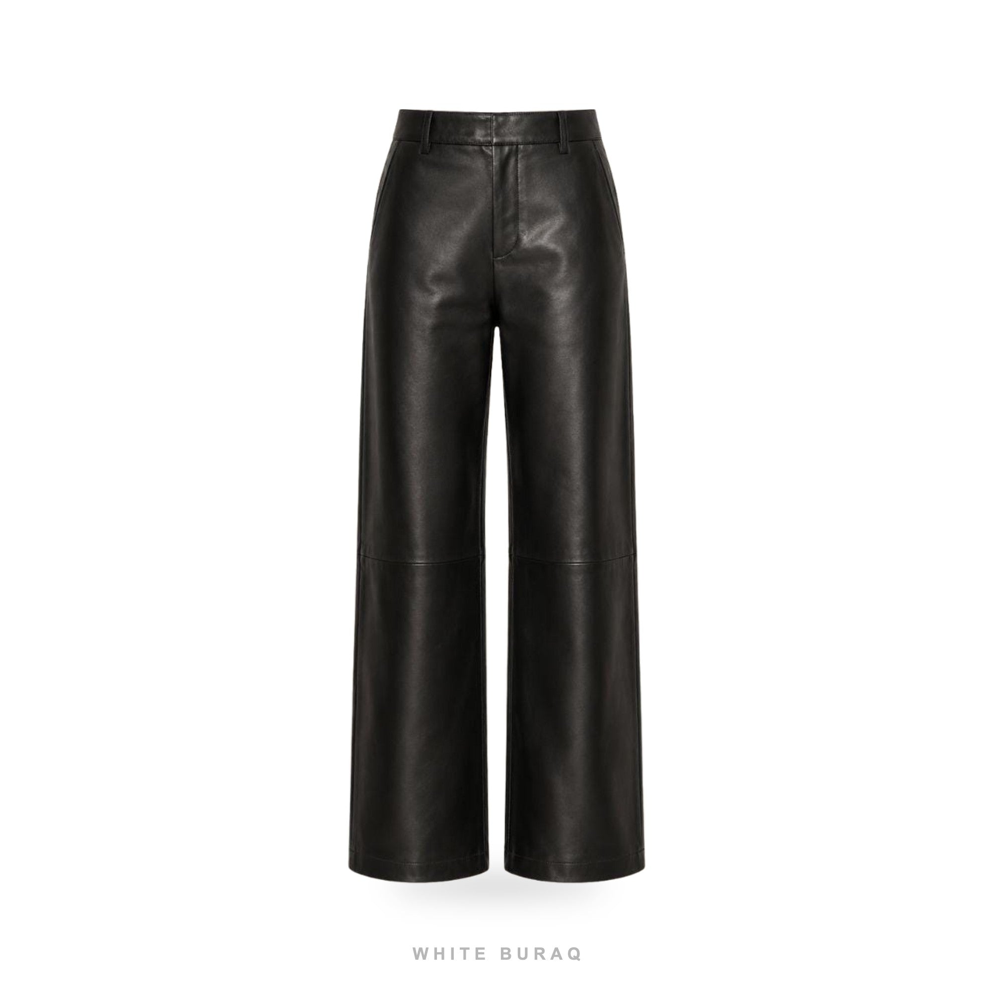 Women's Black Leather Wide-Leg Palazzo Pants
