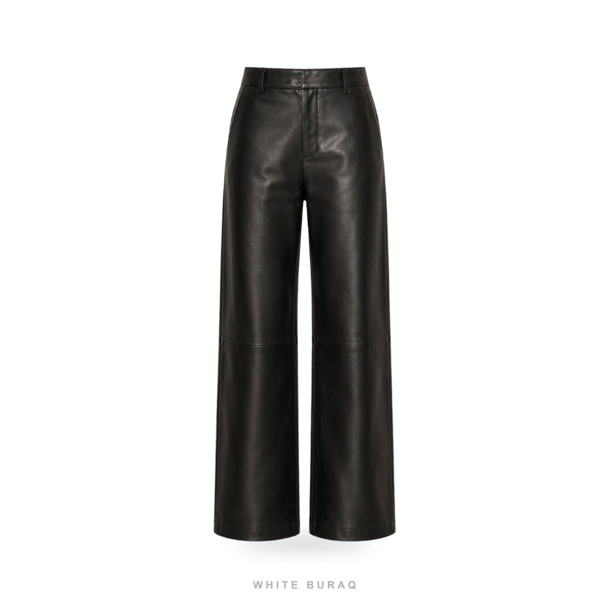 Women's Black Leather Wide-Leg Palazzo Pants