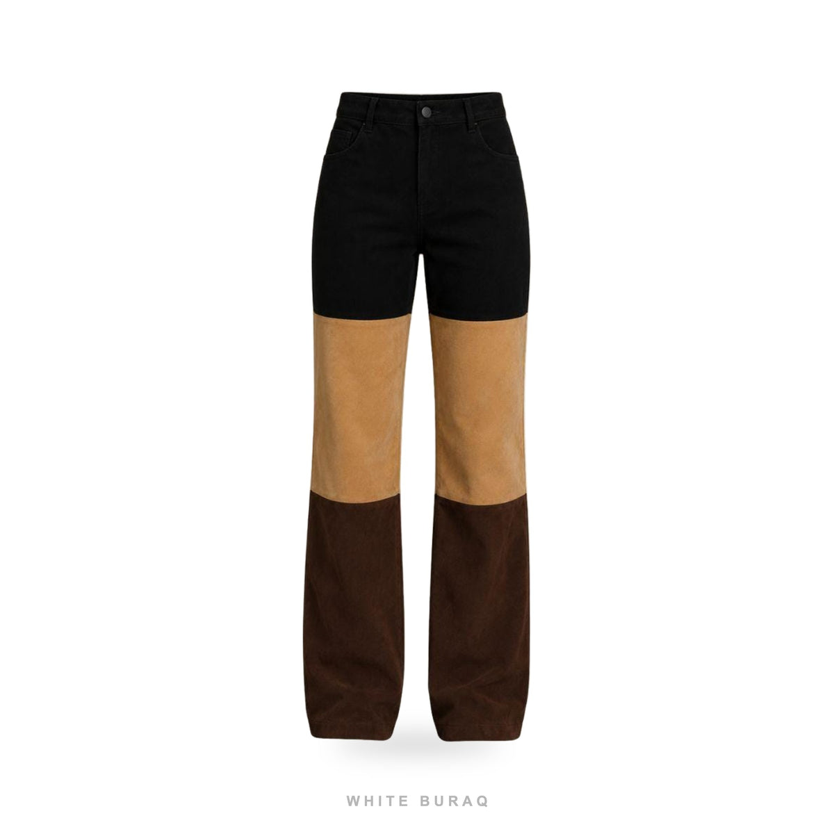 Women's Color Block Suede Wide-Leg Pants