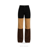 Women's Color Block Suede Wide-Leg Pants