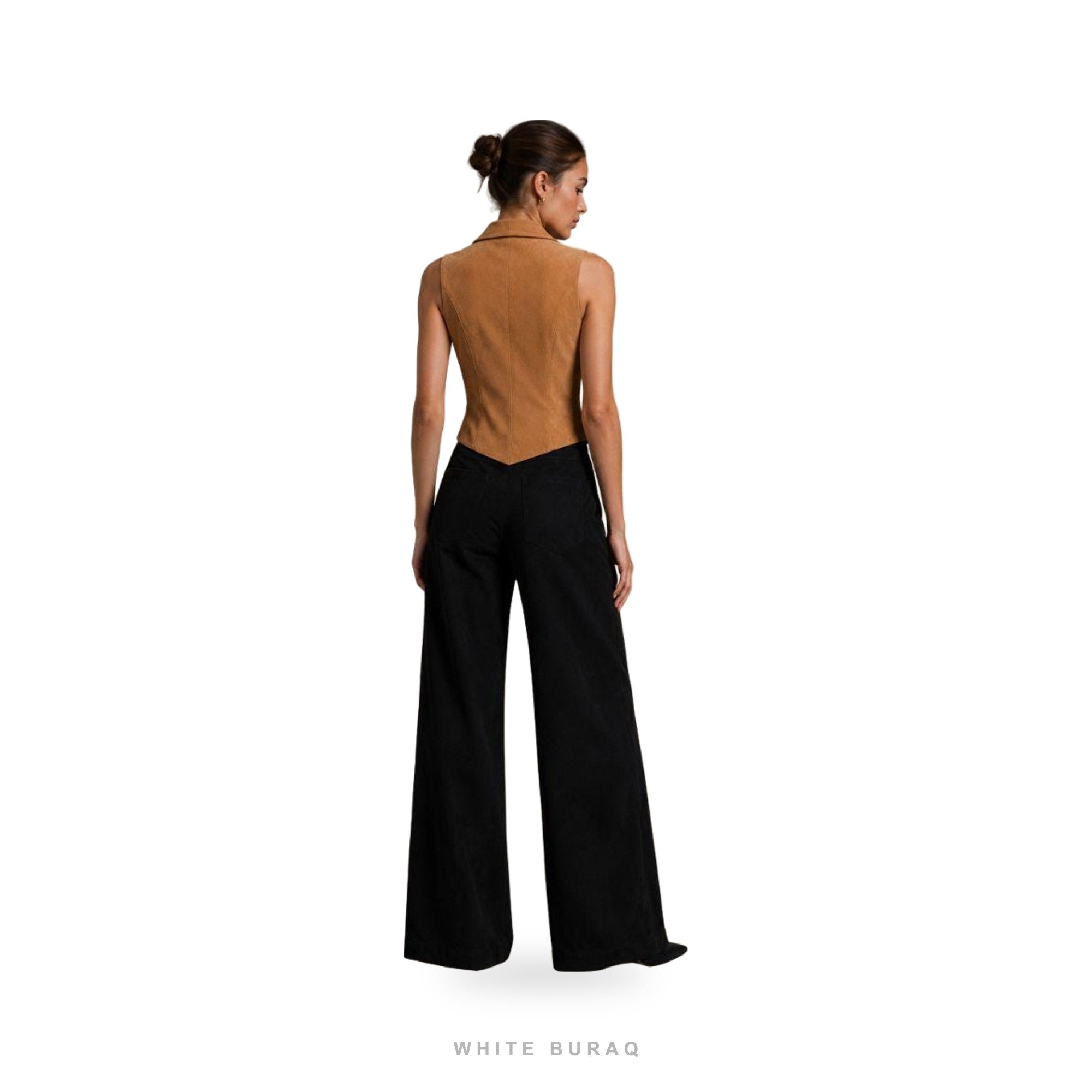 Women's Camel Suede Tailored Zip Waistcoat – view 2