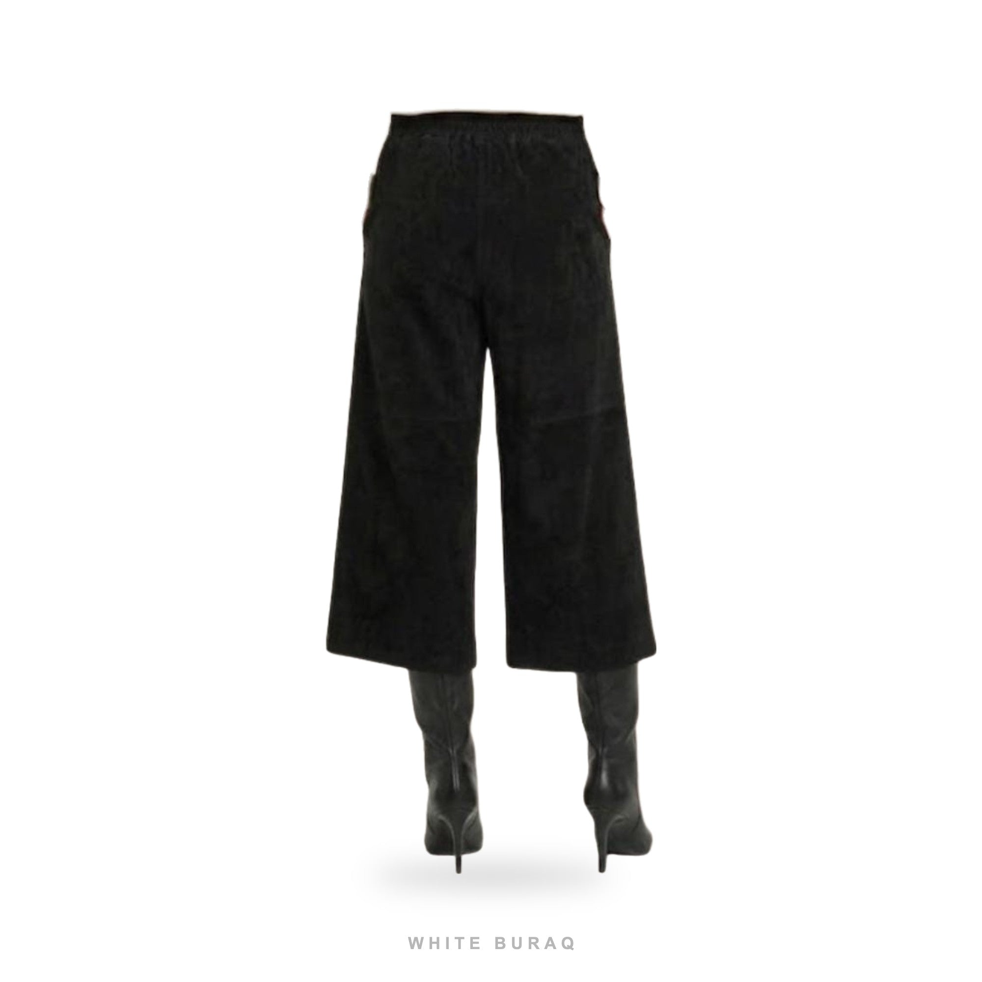 Women's Black Suede Wide-Leg Culotte Shorts – view 3