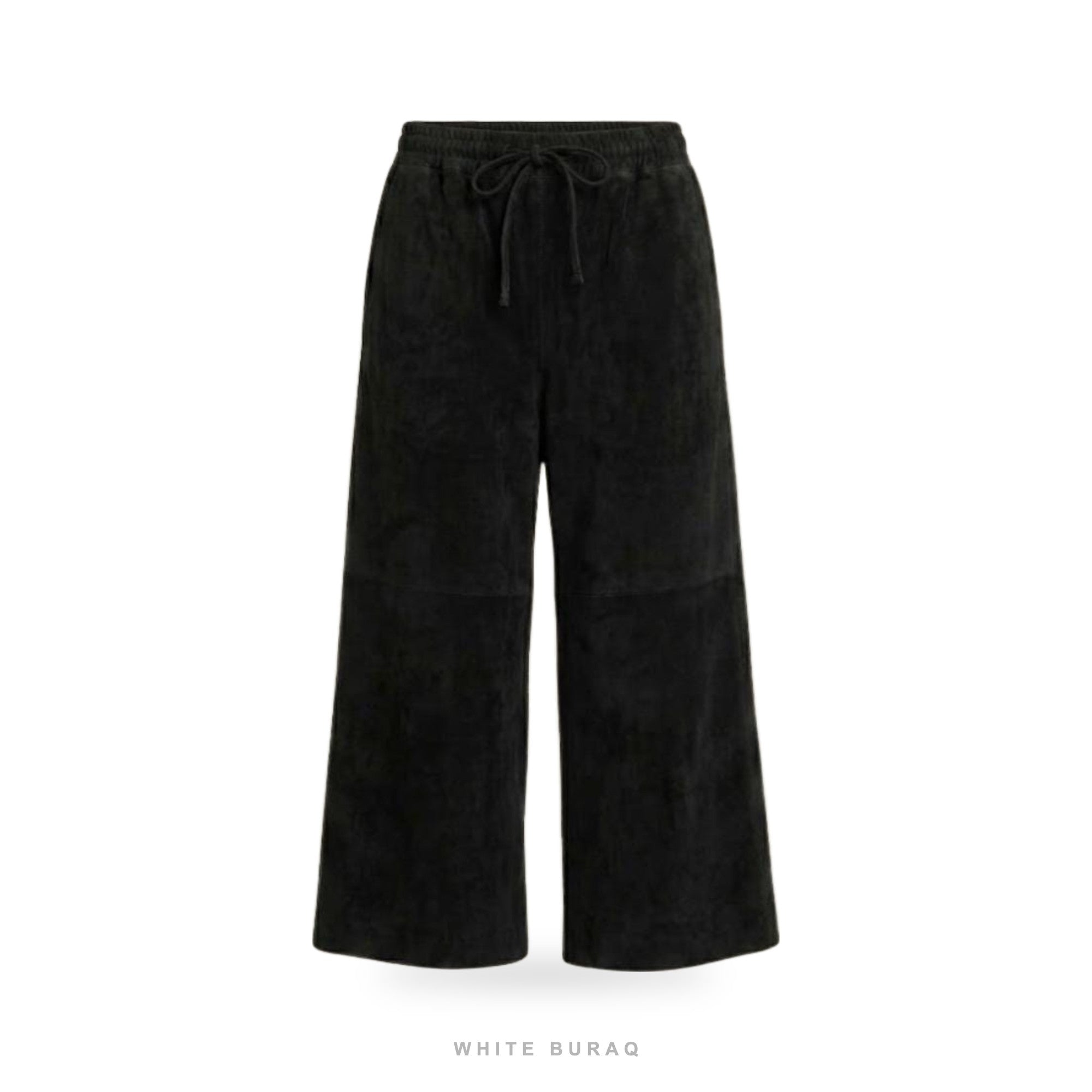 Women's Black Suede Wide-Leg Culotte Shorts – view 5