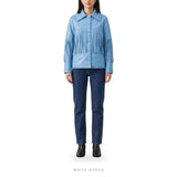 Women's Sky Blue Leather Western Fringe Jacket