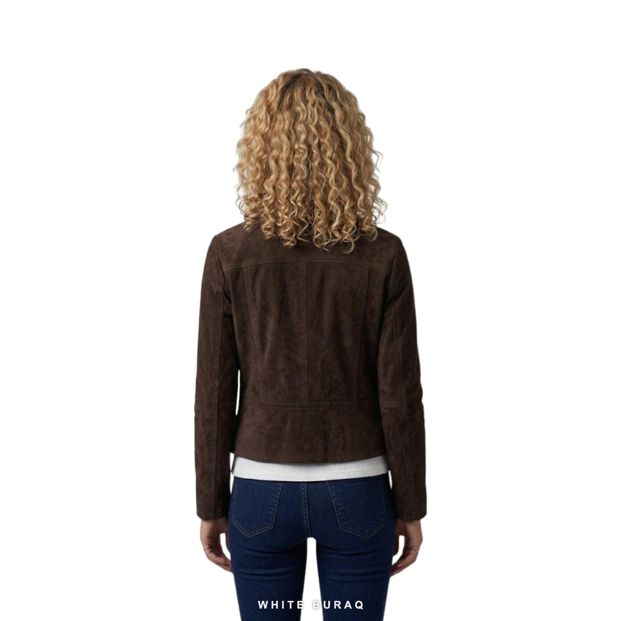 Women's Dark Brown Suede Cropped Utility Jacket – view 3