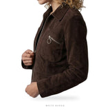 Women's Dark Brown Suede Cropped Utility Jacket – view 4