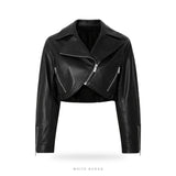 Women's Black Ultra-Cropped Asymmetric Biker Jacket