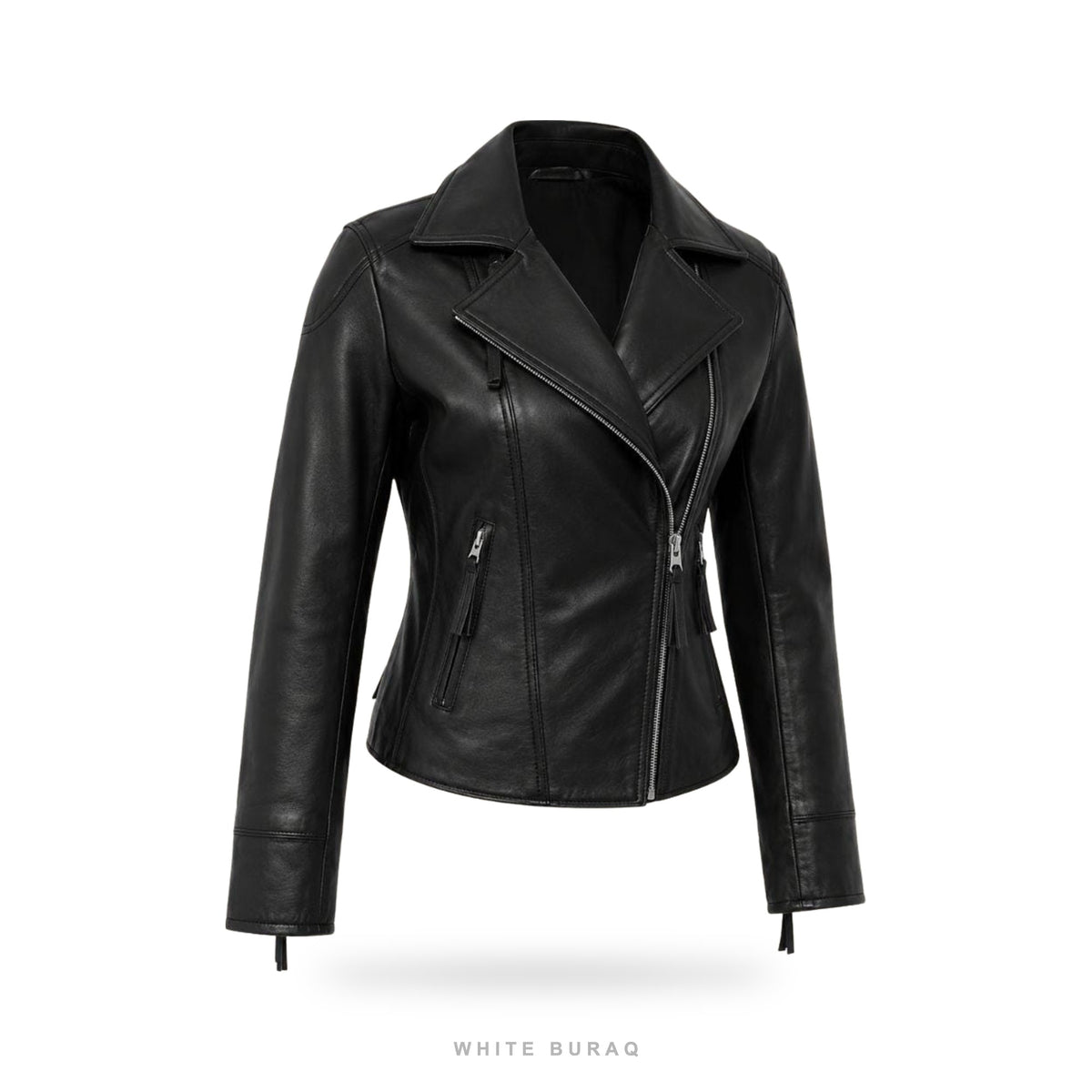 Women's Black Tailored Leather Biker Jacket