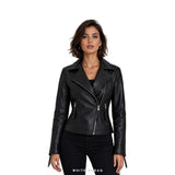 Women's Black Tailored Leather Biker Jacket – view 2