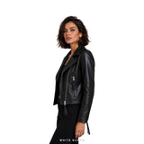 Women's Black Tailored Leather Biker Jacket – view 4