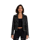 Women's Black Tailored Leather Biker Jacket – view 5