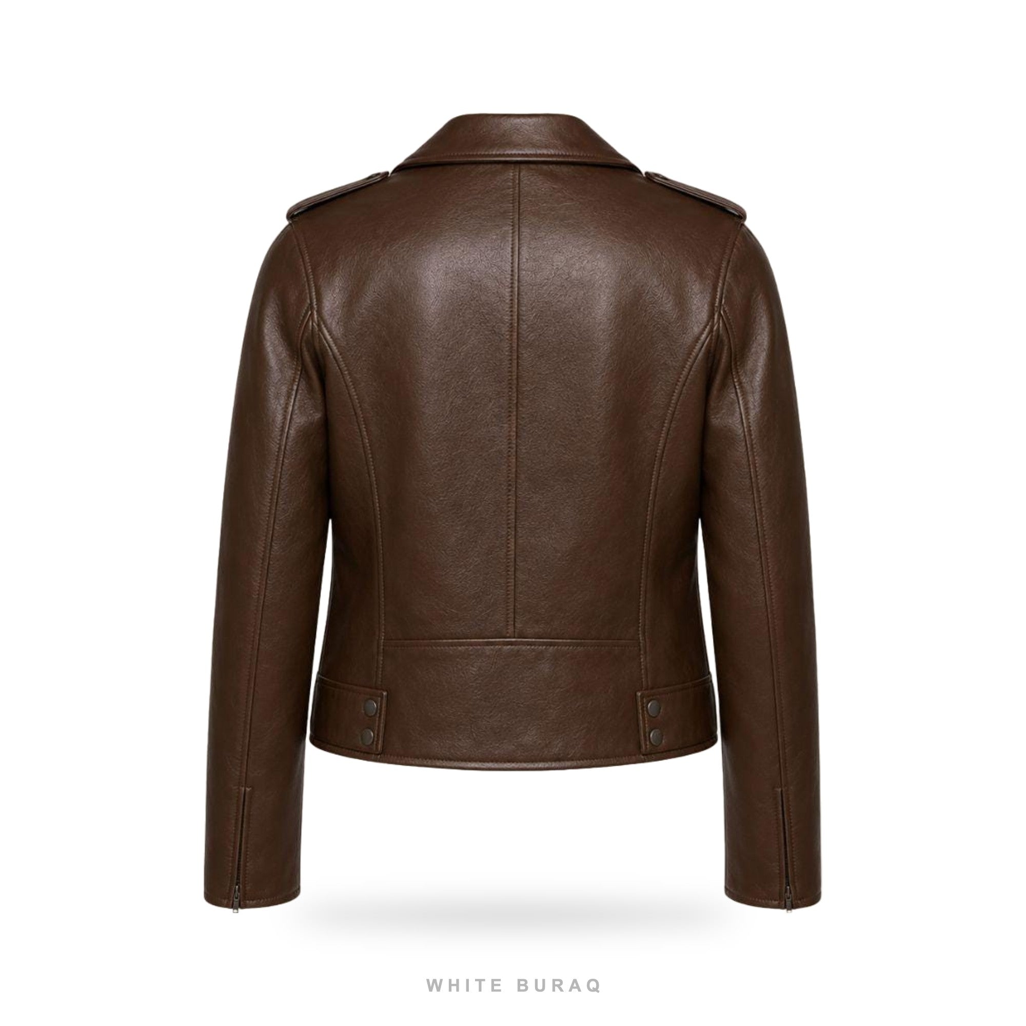 Women's Dark Brown Sheepskin Asymmetric Biker Jacket – view 2