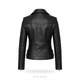 Women's Black Lace-Up Leather Biker Jacket – view 2