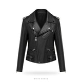 Women's Black Sheepskin Asymmetric Biker Jacket