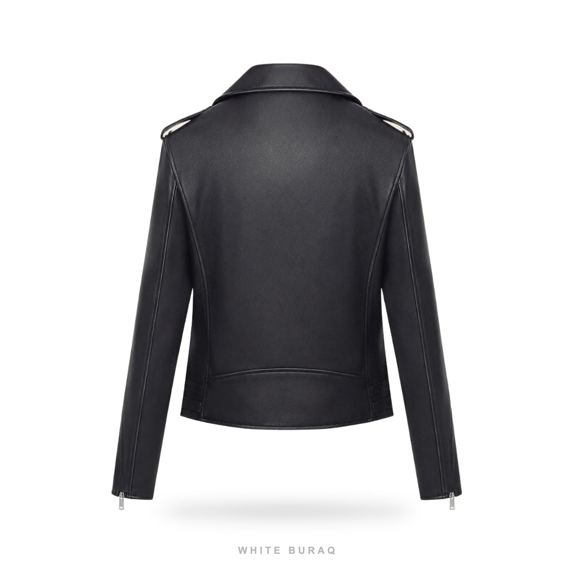 Women's Black Sheepskin Asymmetric Biker Jacket – view 2