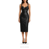 Women's Black Leather Corset Midi Dress – view 6