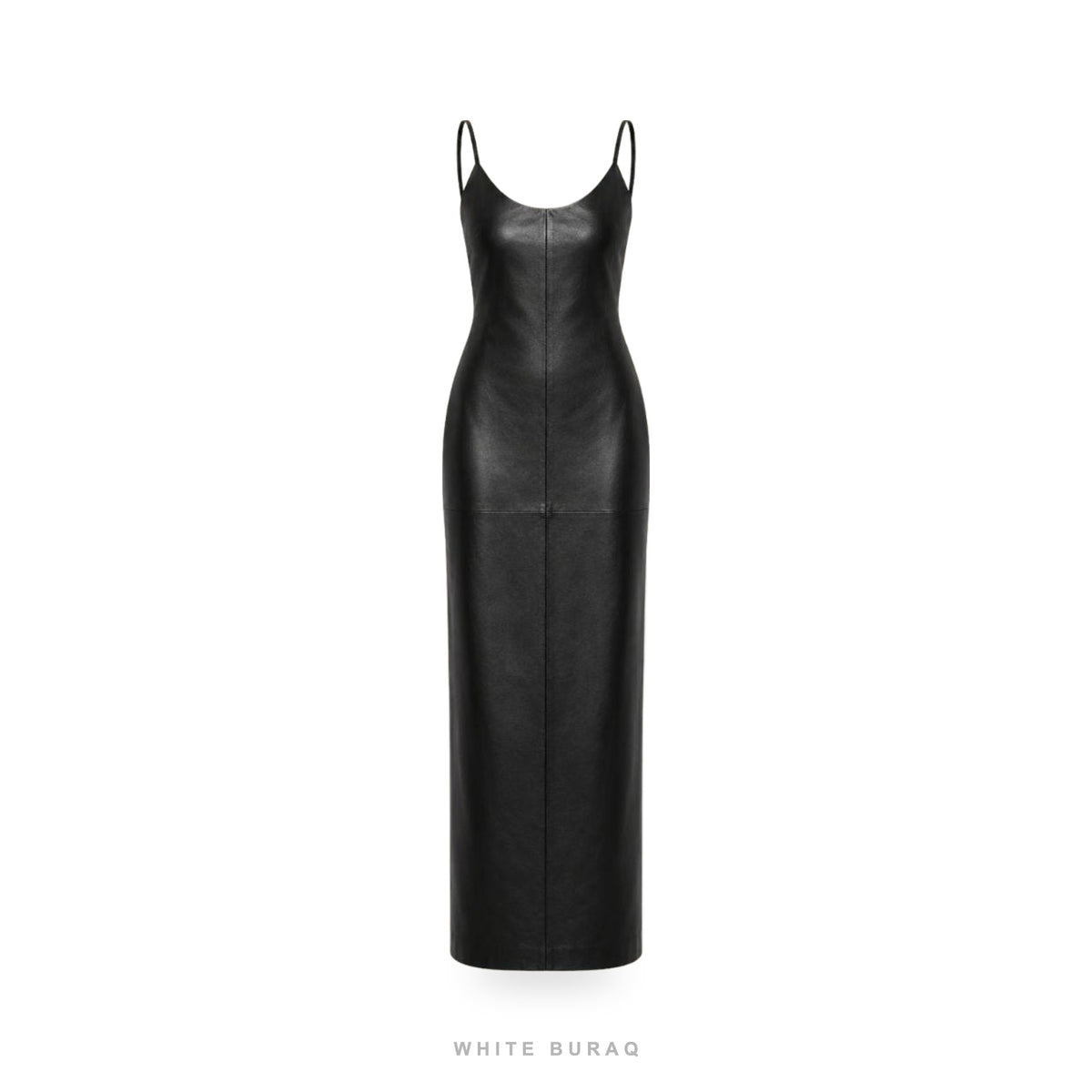 Women's Black Leather Sleeveless Bodycon Maxi Dress