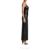Women's Black Leather Sleeveless Bodycon Maxi Dress – view 6