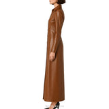 Women's Cognac Leather Button-Front Maxi Shirt Dress – view 5