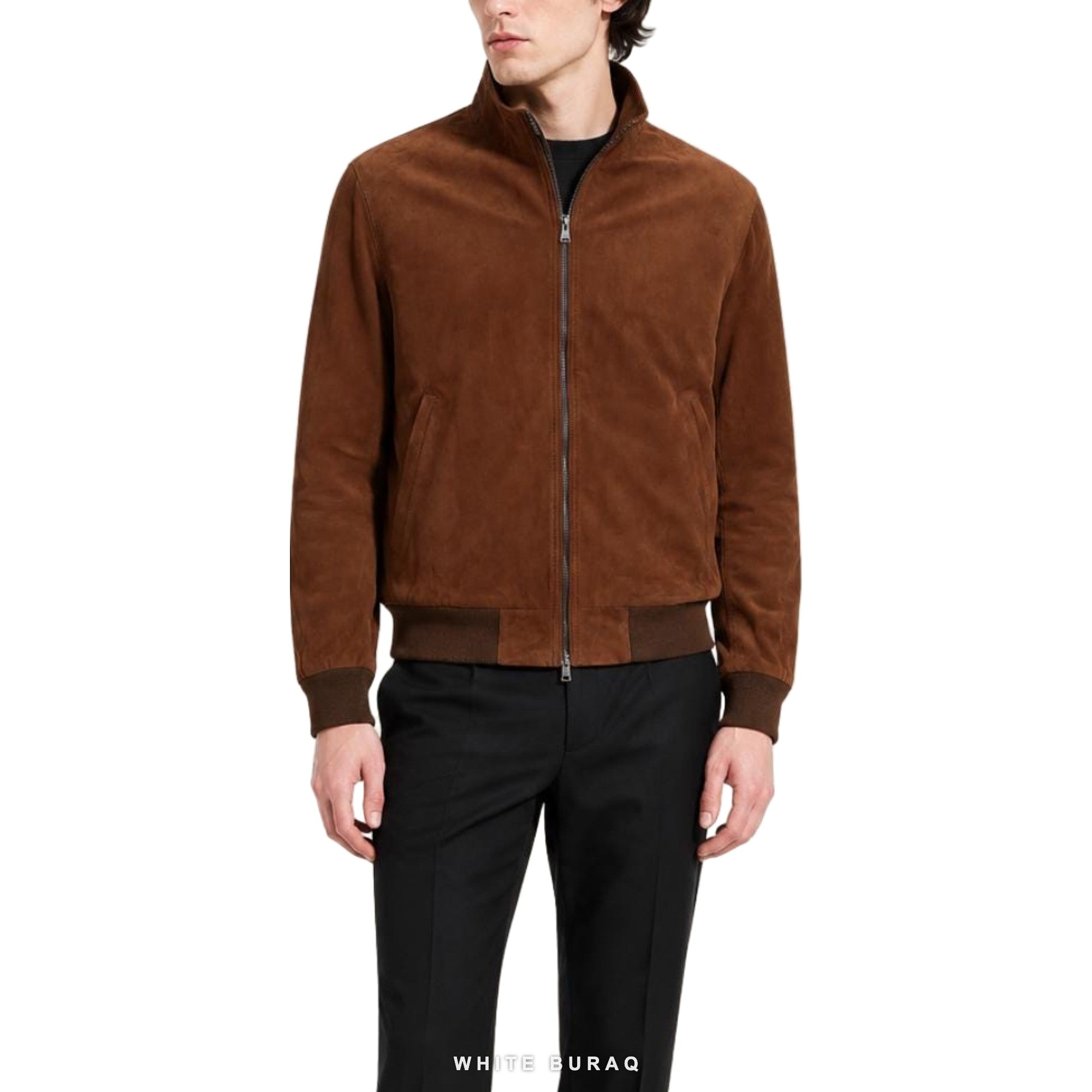 Men's Rust Suede Stand-Collar Bomber