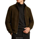 Men's Dark Brown Suede High-Neck Bomber – view 2