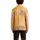 Men's Tan & Cream Leather Western Fringe Jacket – view 2