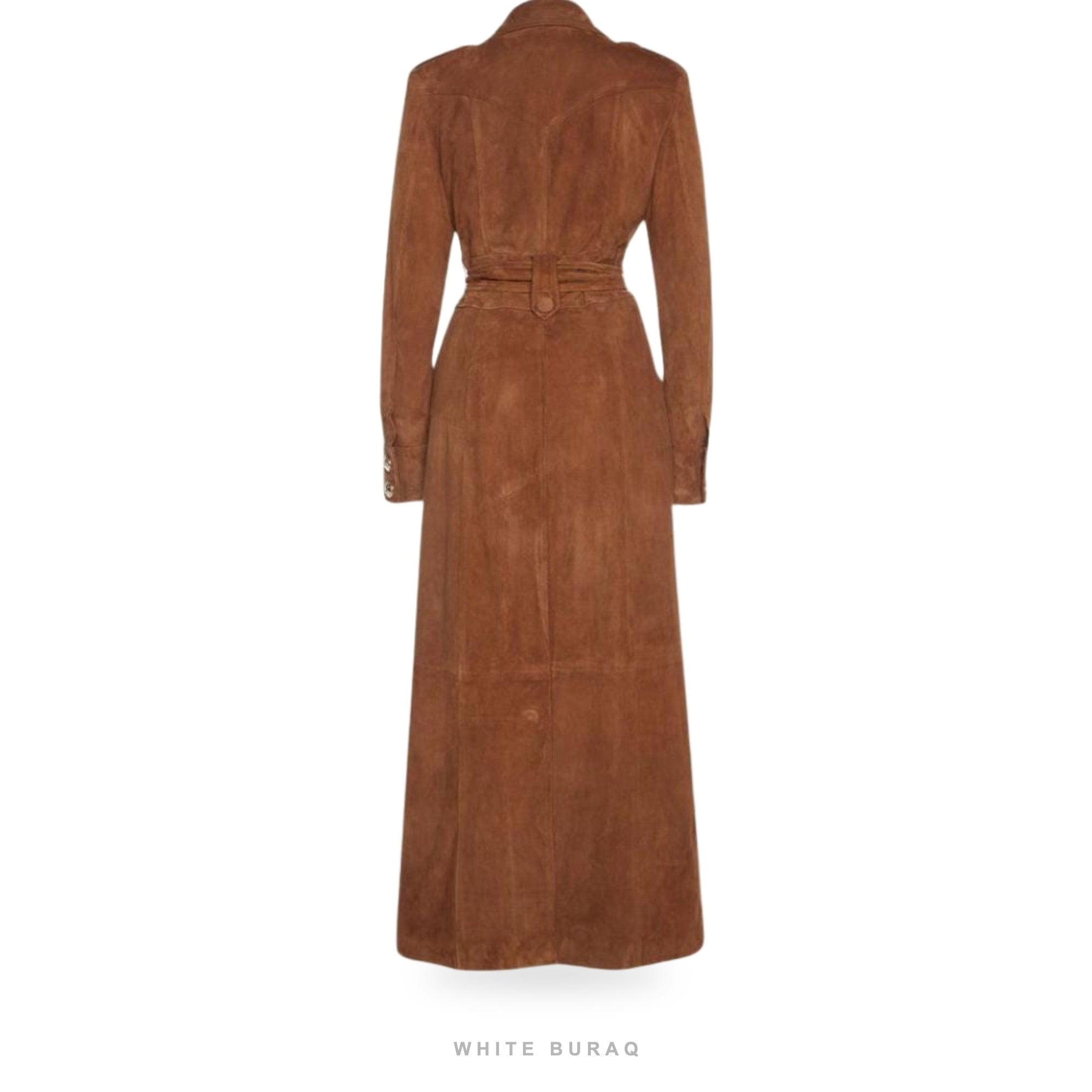 Women's Brown Suede Double-Breasted Trench Coat – view 2