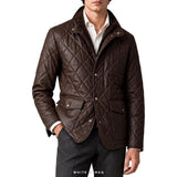 Men's Dark Brown Quilted Leather Field Jacket